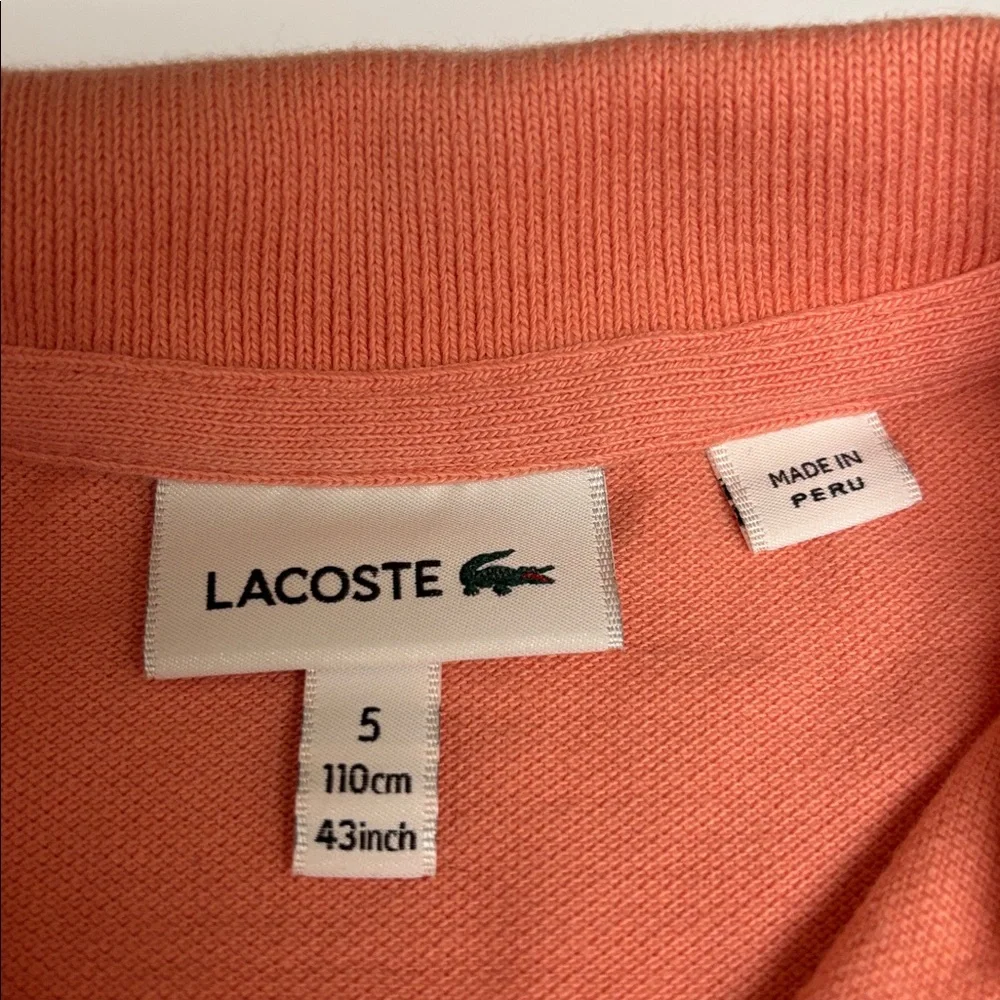 Lacoste Kids Polo Shirt Coral Size 5 - Picture 2 of 3